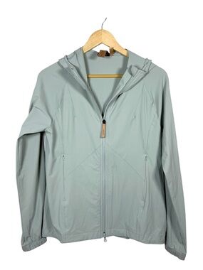 Indyeva Hooded Windbreaker Jacket Gray Lightweight Zip Pockets Size M